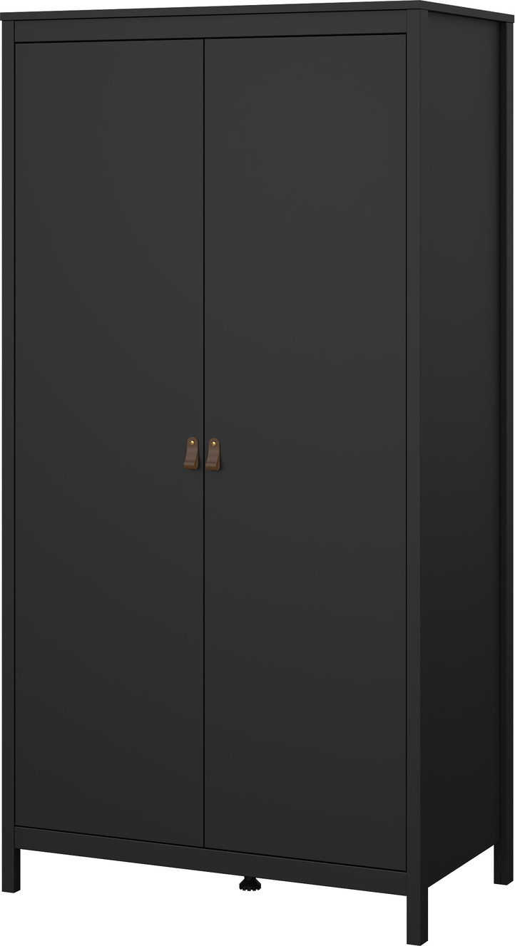 Garderobeskab Vesterholm Lunor 2-dørs, mat sort H199ÃB102ÃD58 cm, FSC-certificeret, 5 hylder & tøjstang
