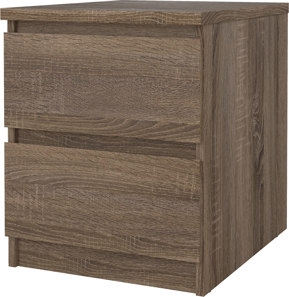 Sengebord Vesterholm Naia  -  mørk natur, FSC-certificeret spånplade, 2 skuffer, H49,5ÃB40,4ÃD50 cm