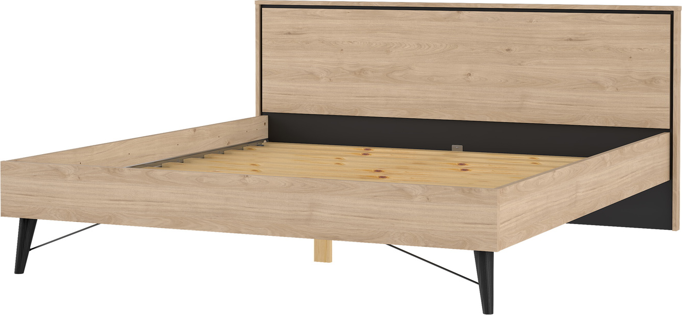 Sengeramme Vesterholm Askø 180x200 cm med lamelbund, Jackson Hickory spånplade/metalben