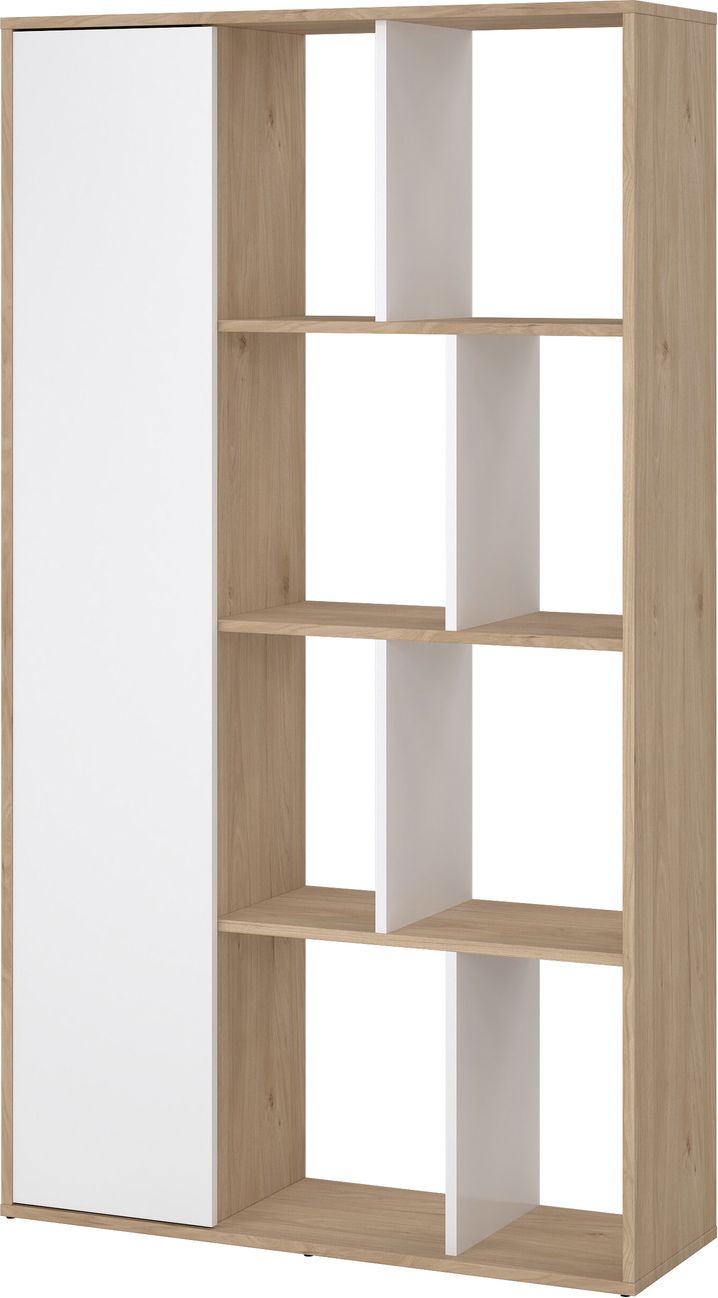 Bogreol Vesterholm Rim Jackson Hickory/Hvid højglans H157xB89xD30 cm vægmonteret 2 justerbare hylder FSC