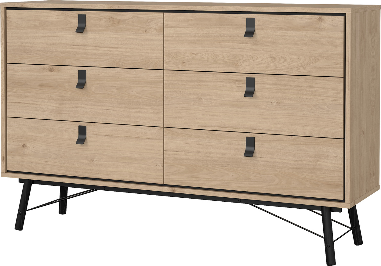 Dobbelt kommode Vesterholm Askø, 6 skuffer, Jackson Hickory, vægmonteret B150ÃD40ÃH95 cm