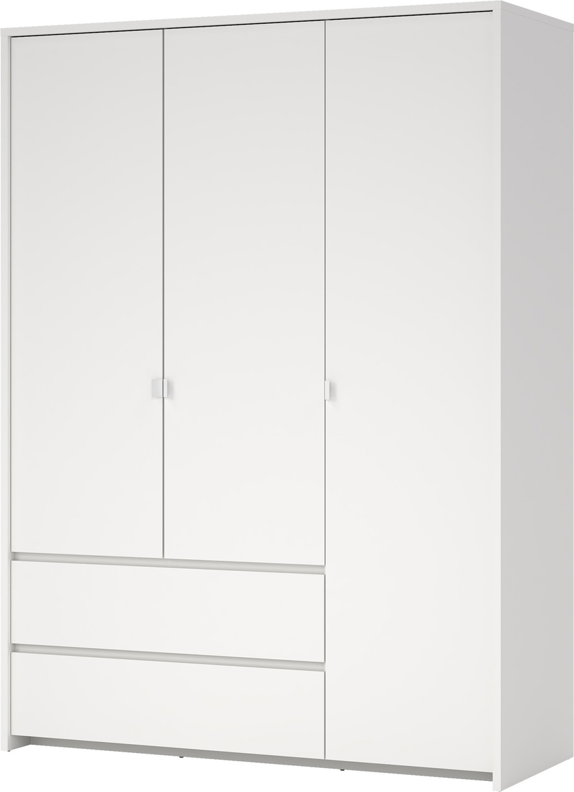 Garderobeskab Vesterholm Next 3-dørs 2-skuffer H202ÃB148,6ÃD58,1 cm hvid FSC