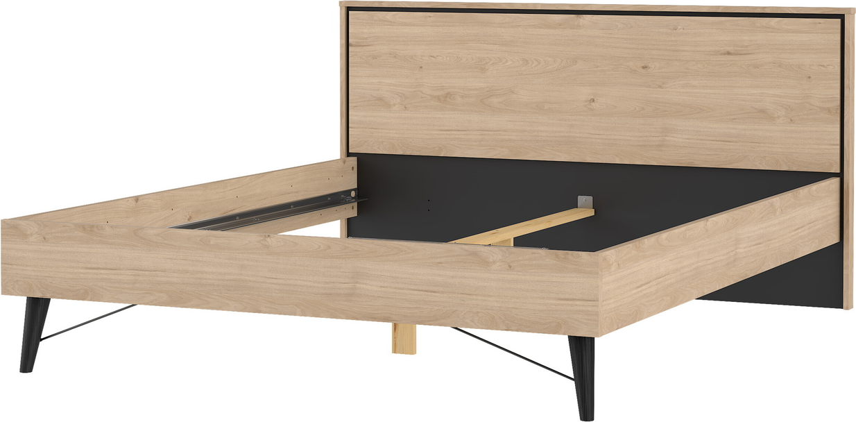 Sengeramme Vesterholm Askø til dobbeltseng 160x200 cm Jackson Hickory spånplade med malede bøgben uden lamelbund