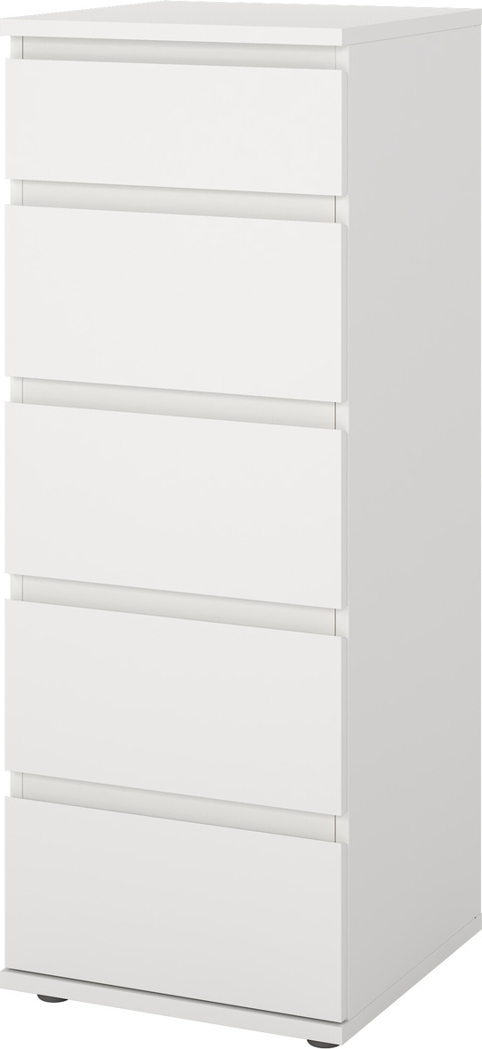 Kommode Vesterholm Nova 5 skuffer grebsfri H106 x B40 x D40 cm hvid folie FSC dansk design
