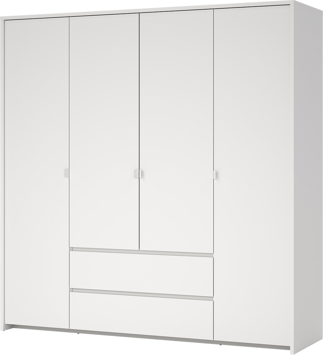 Garderobeskab Vesterholm Next 4-dørs 2-skuffers hvid B197 x H202 x D58 cm
