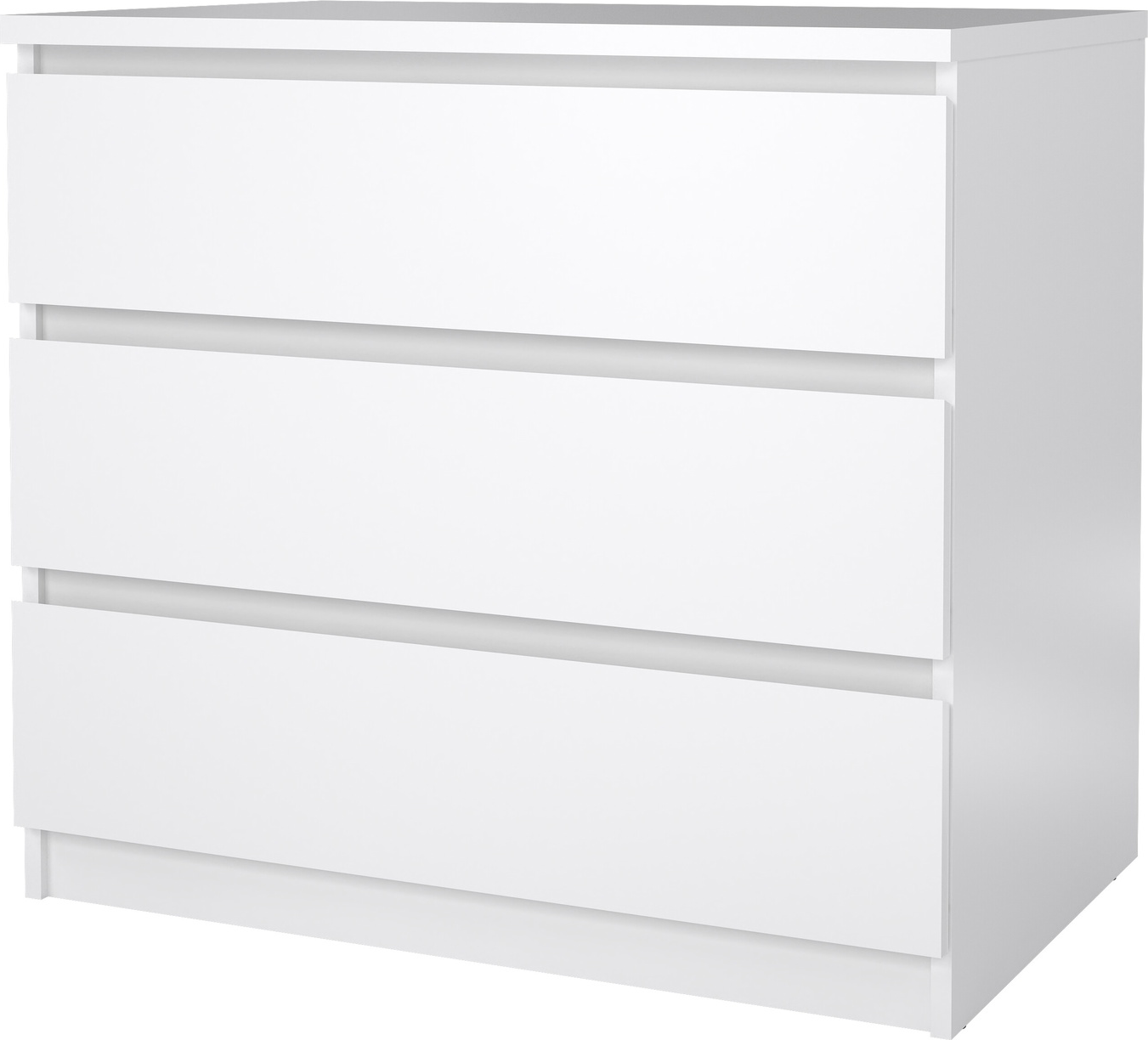 Kommode Vesterholm Naia 3 skuffer hvid højglans grebsløs H68ÃB77ÃD50 cm FSC-certificeret