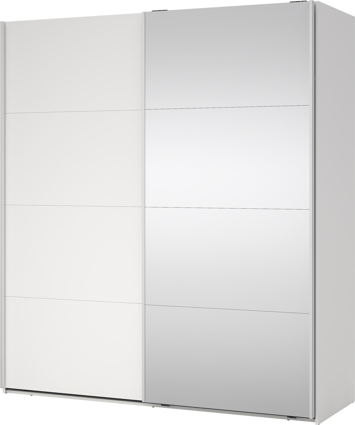 Garderobeskab Vesterholm Arden, 2 skydedøre 1 med spejl, hvidt spejl, H200ÃB178ÃD67 cm