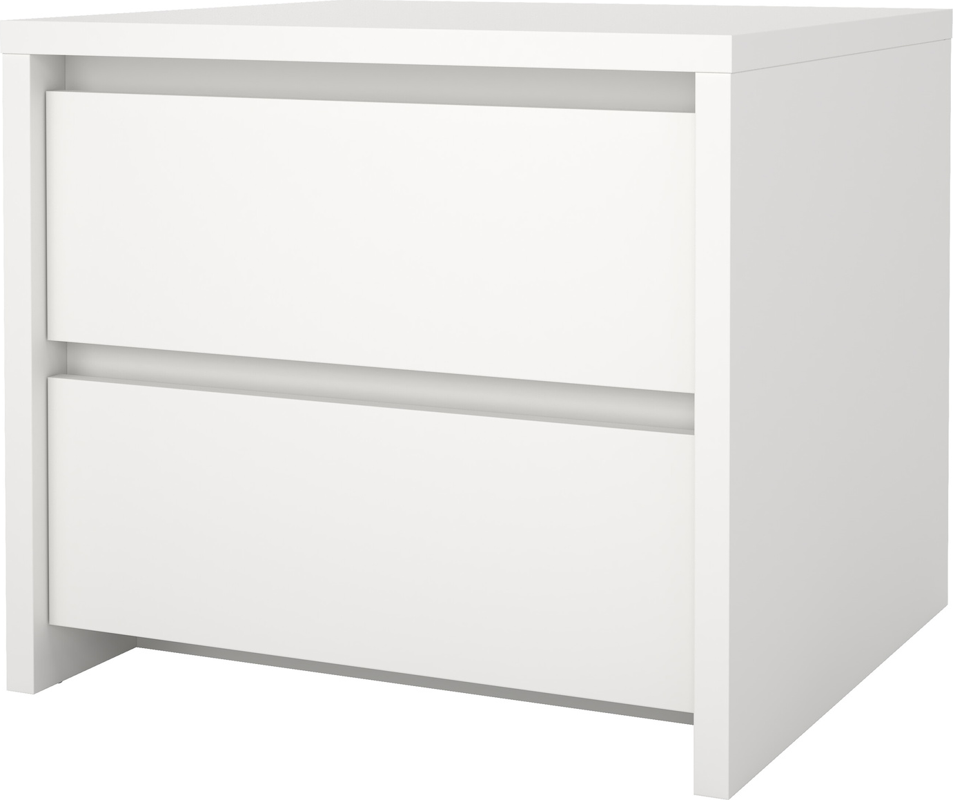 Sengebord Vesterholm Next  -  hvidt natbord m. 2 skuffer, FSC, dansk, H45ÃB51,6ÃD48,1 cm