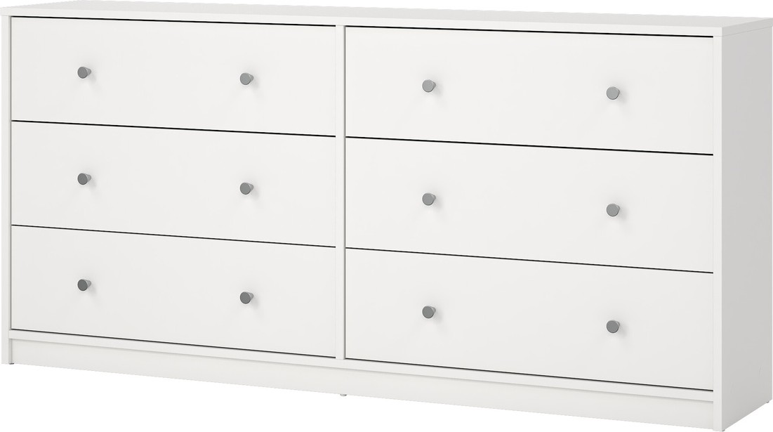 Dobbeltkommode Vesterholm May B143ÃD30ÃH68 cm, 6 skuffer, hvid folie, vægmonteret, FSC-certificeret