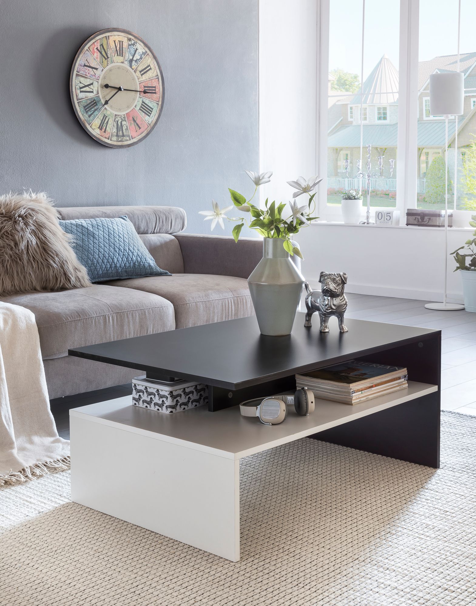 Sofabord med opbevaring - 90 x 60 x 43 cm