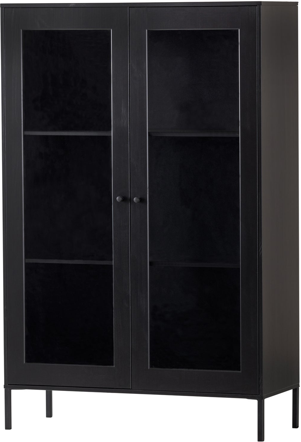 Vitrineskab WOOOD Xam H155ÃB100ÃD40 cm, sort fyrretræ, mat finish, FSC-certificeret