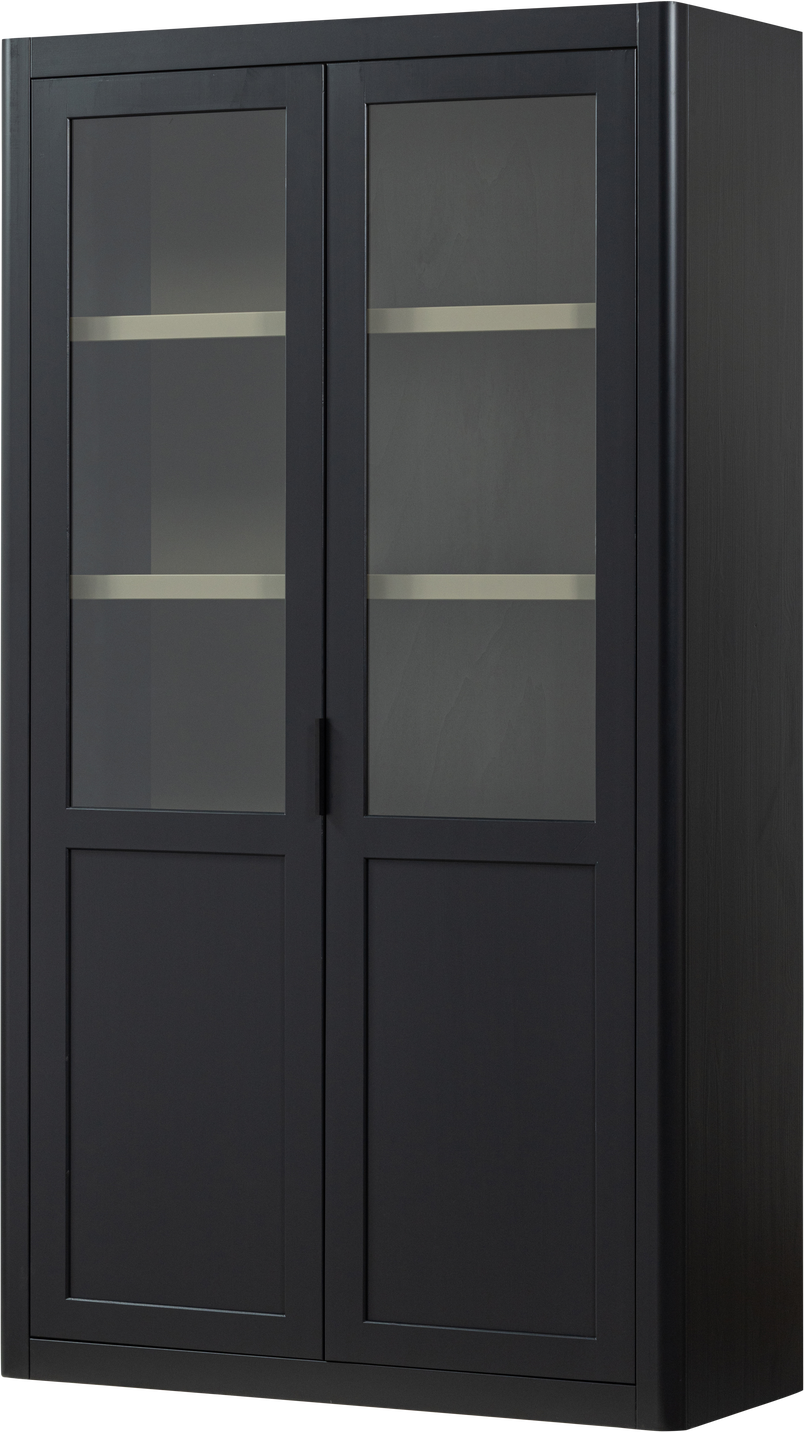 Vitrineskab/buffetskab WOOOD Gunnar mat sort FSC fyrretræ H217 B120 D48 cm