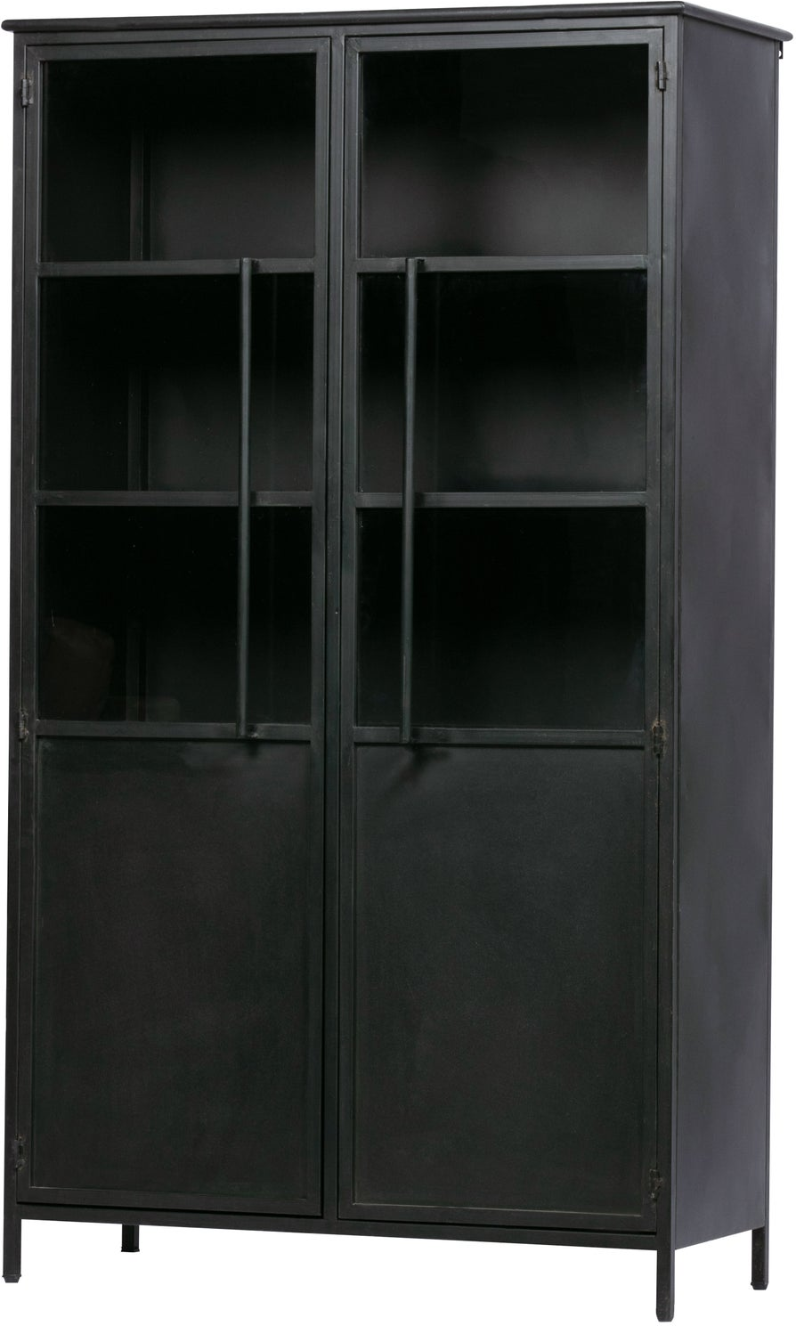 Vitrineskab WOOOD Exhibit, mat sort pulverlakeret metal, 4 hylder, H173ÃB99ÃD45 cm