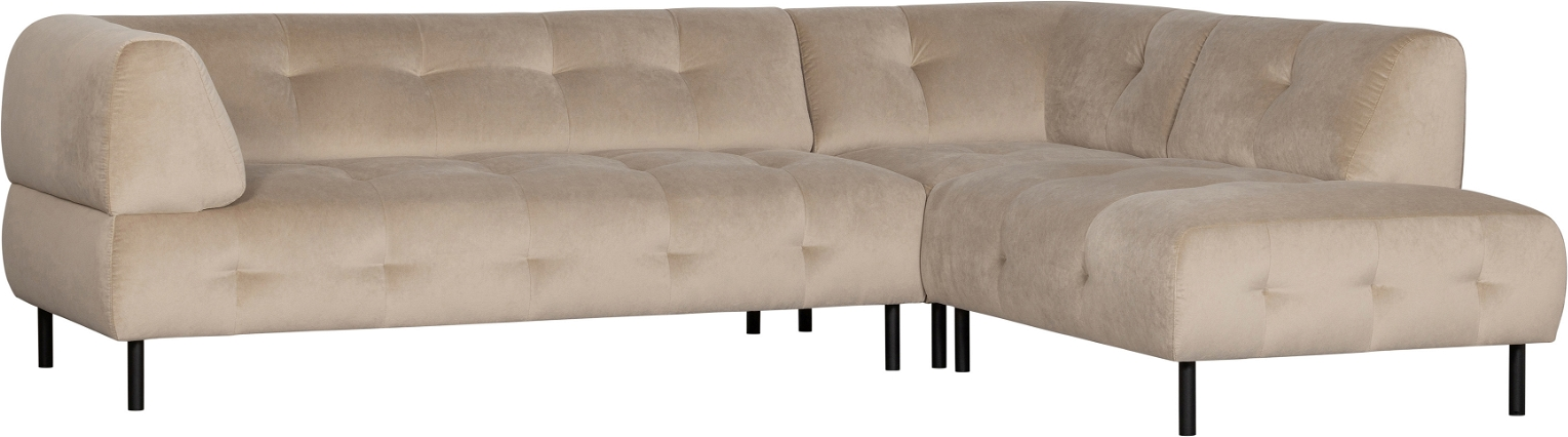 Hjørnesofa WOOOD Exclusive Lloyd højrevendt lysebrun fløjl 77x267x205 cm