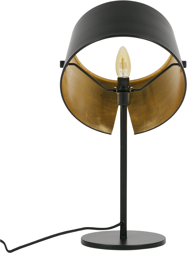 Bordlampe WOOOD Exclusive Pien H52 Ø28 cm sort metal justerbar lampeskærm varm messing inderside