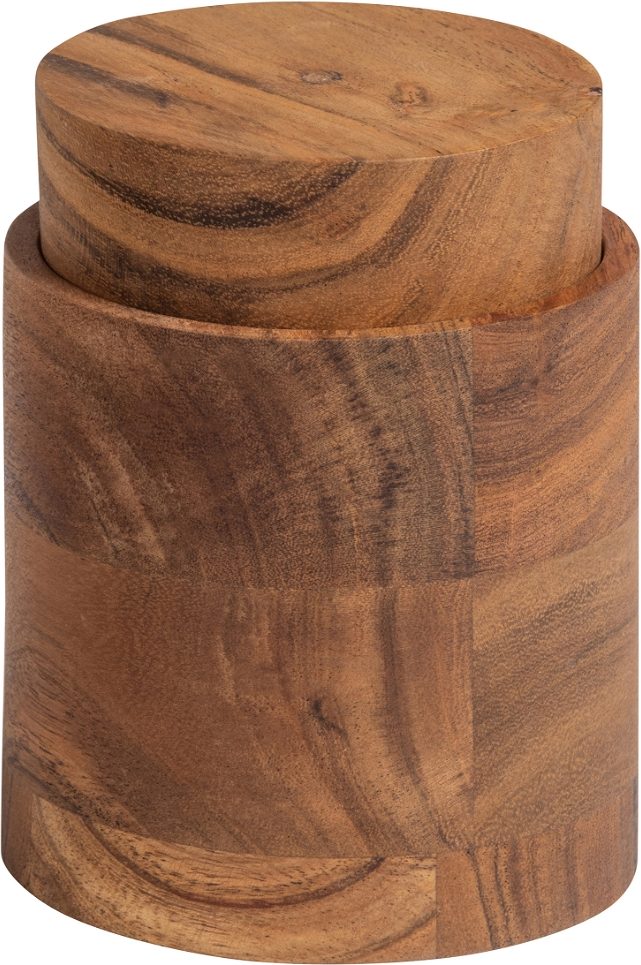 Opbevaringskrukke med låg WOOOD Exclusive Opal håndlavet akacietræ natur Ø9 x H12 cm