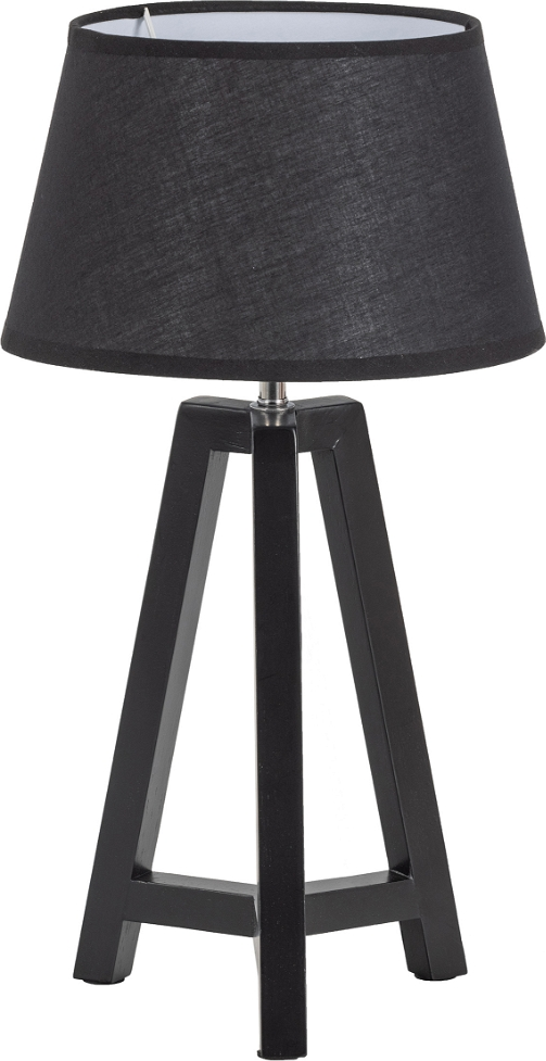 Bordlampe WOOOD Exclusive Omar sort gummitræ trefod bomuldsskærm H44 x B24 cm E27
