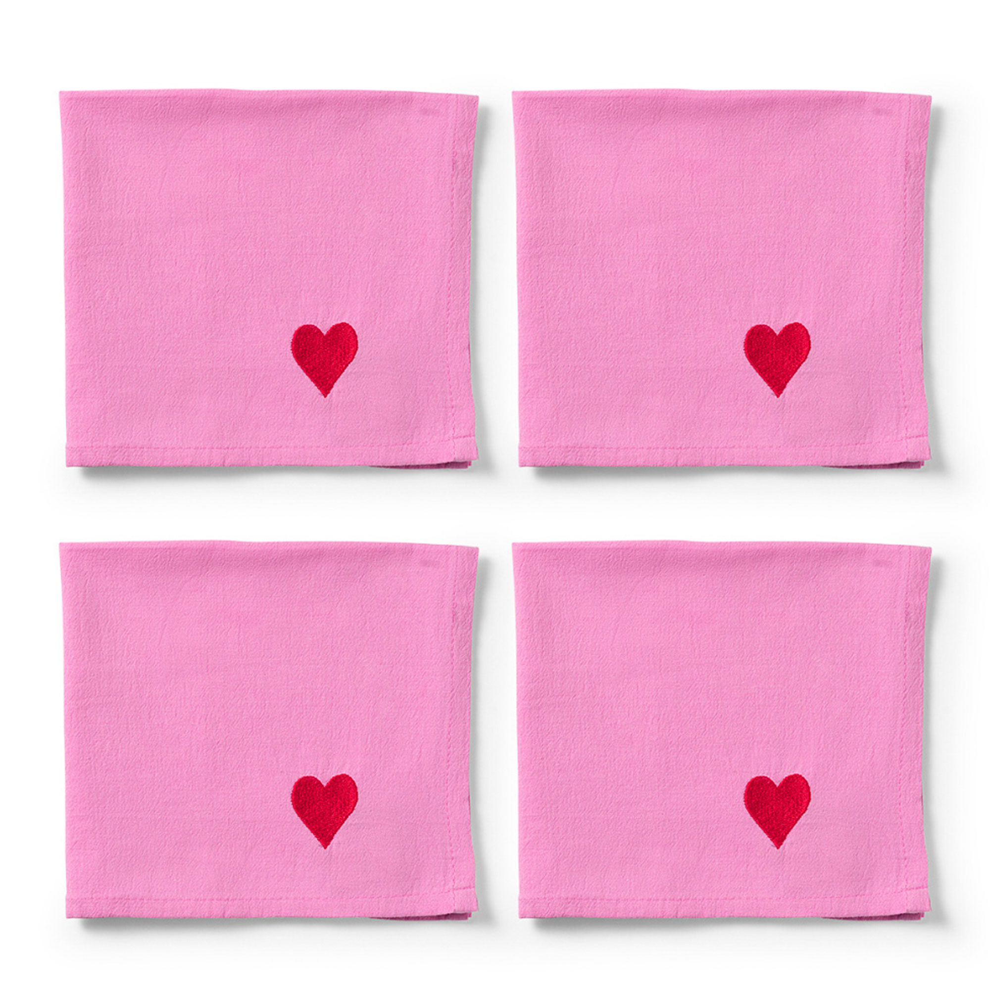 Midnatts Pink Hearts servietter 40x40 cm, rosa, 4 stk.