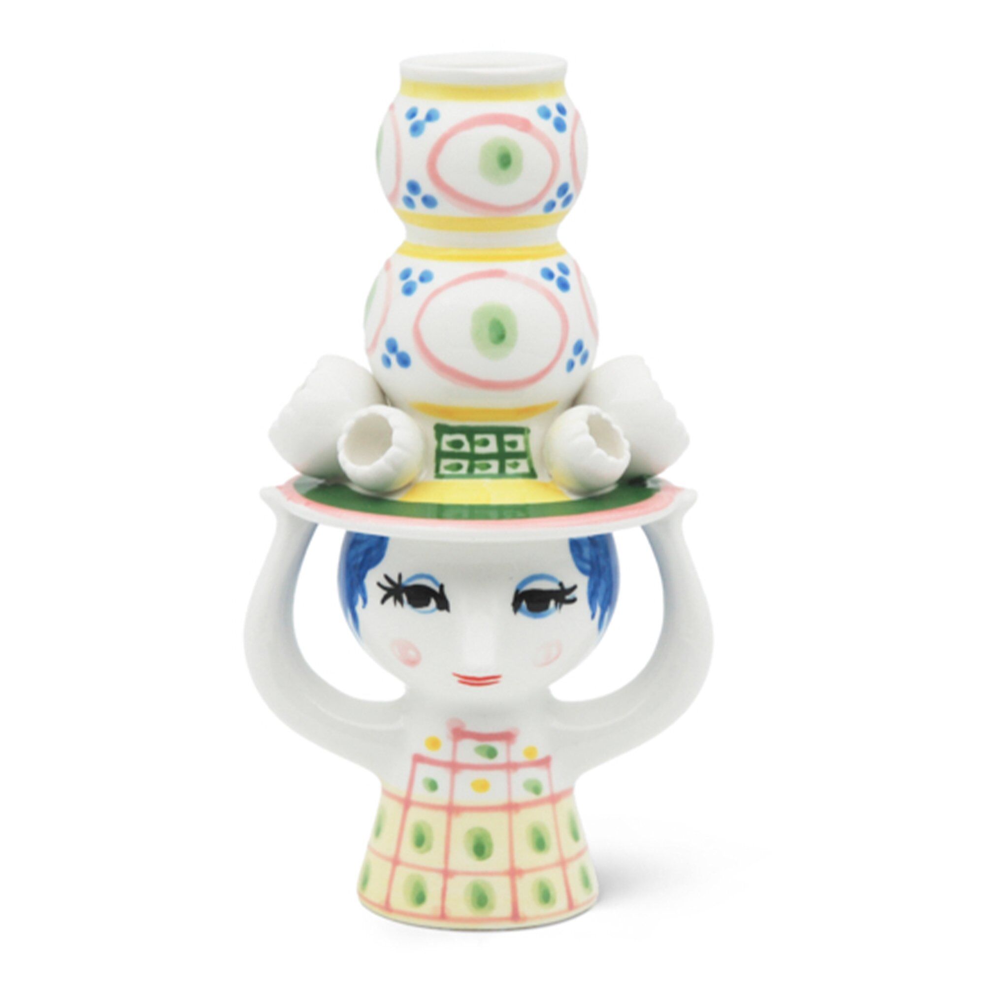 Bjørn wiinblad Lady with hat lysestage 16 cm, rosa