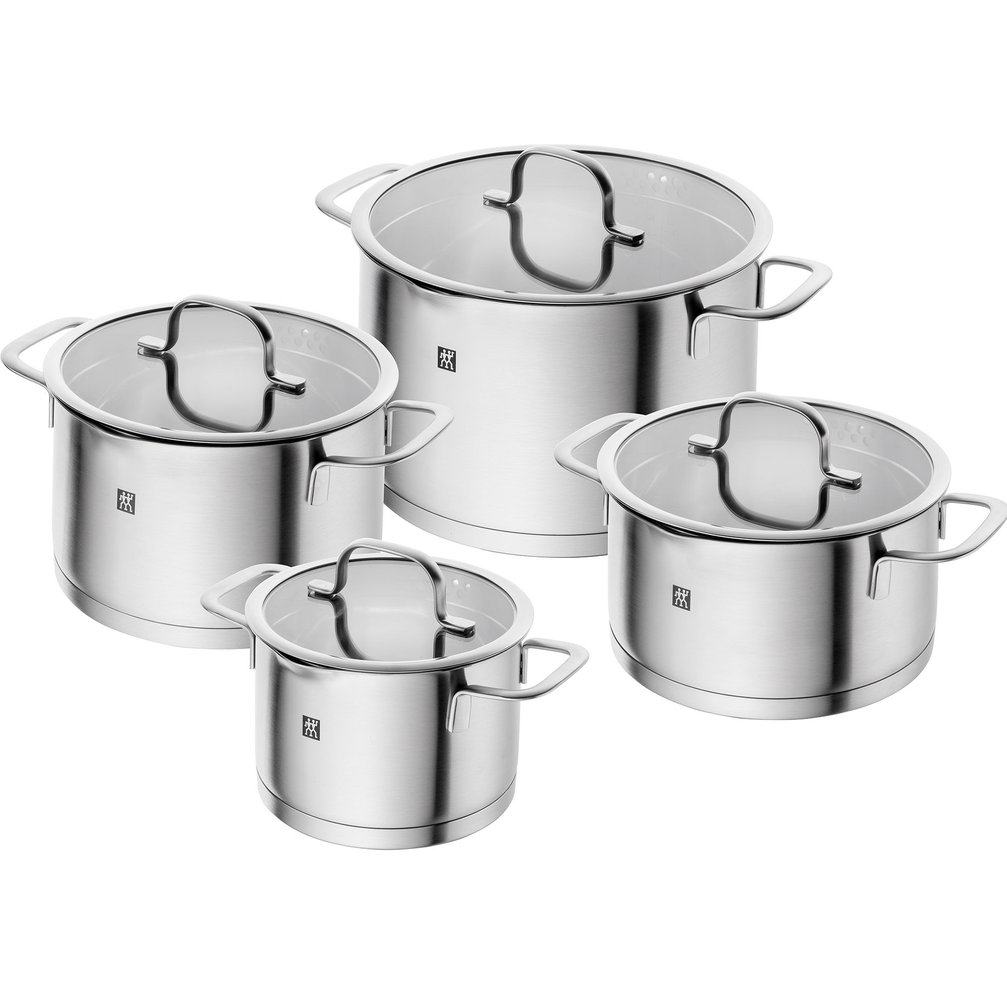 Zwilling True Flow grydesæt 4 dele + 4 låg, rustfrit stål