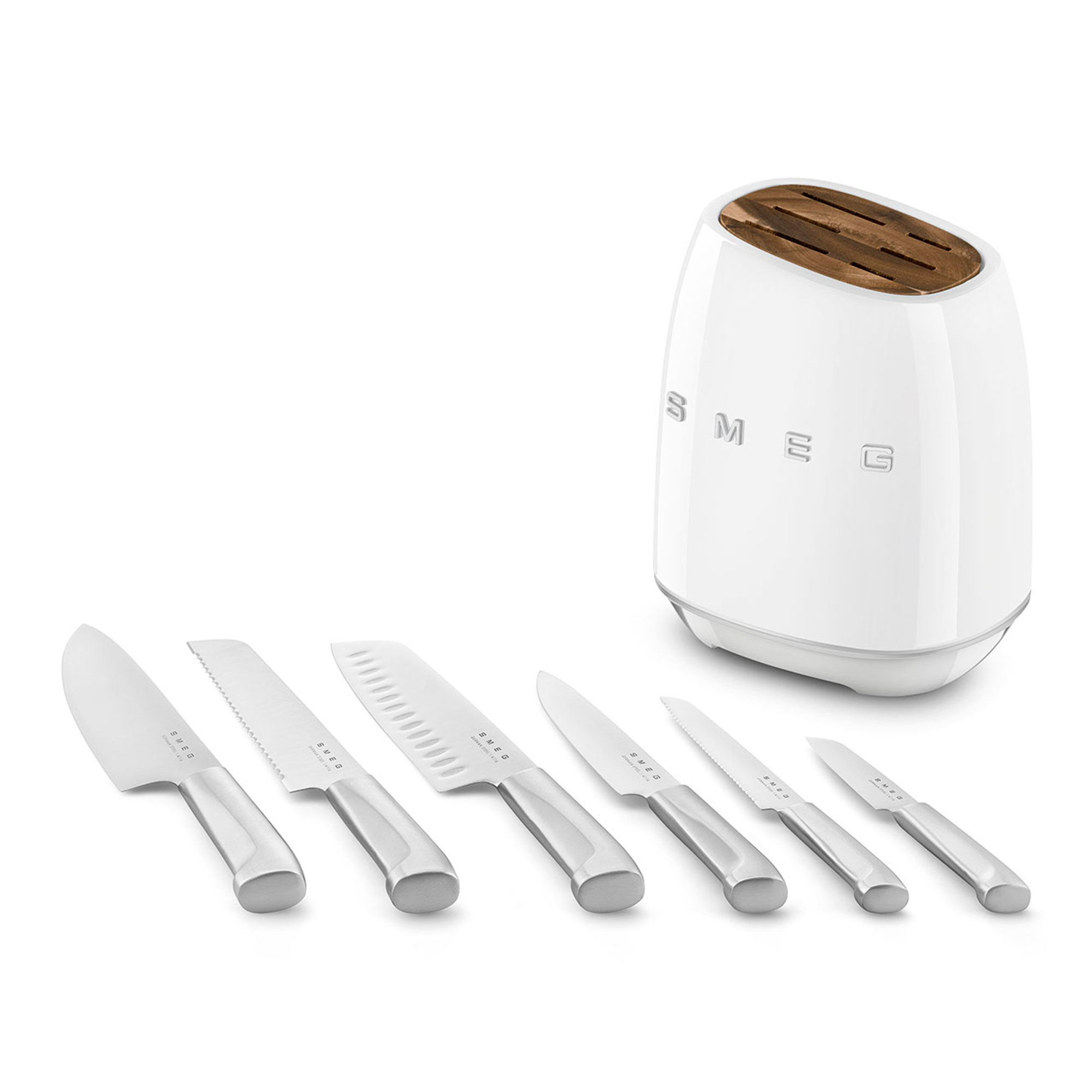 Smeg Knivblok med 6 knive, hvid