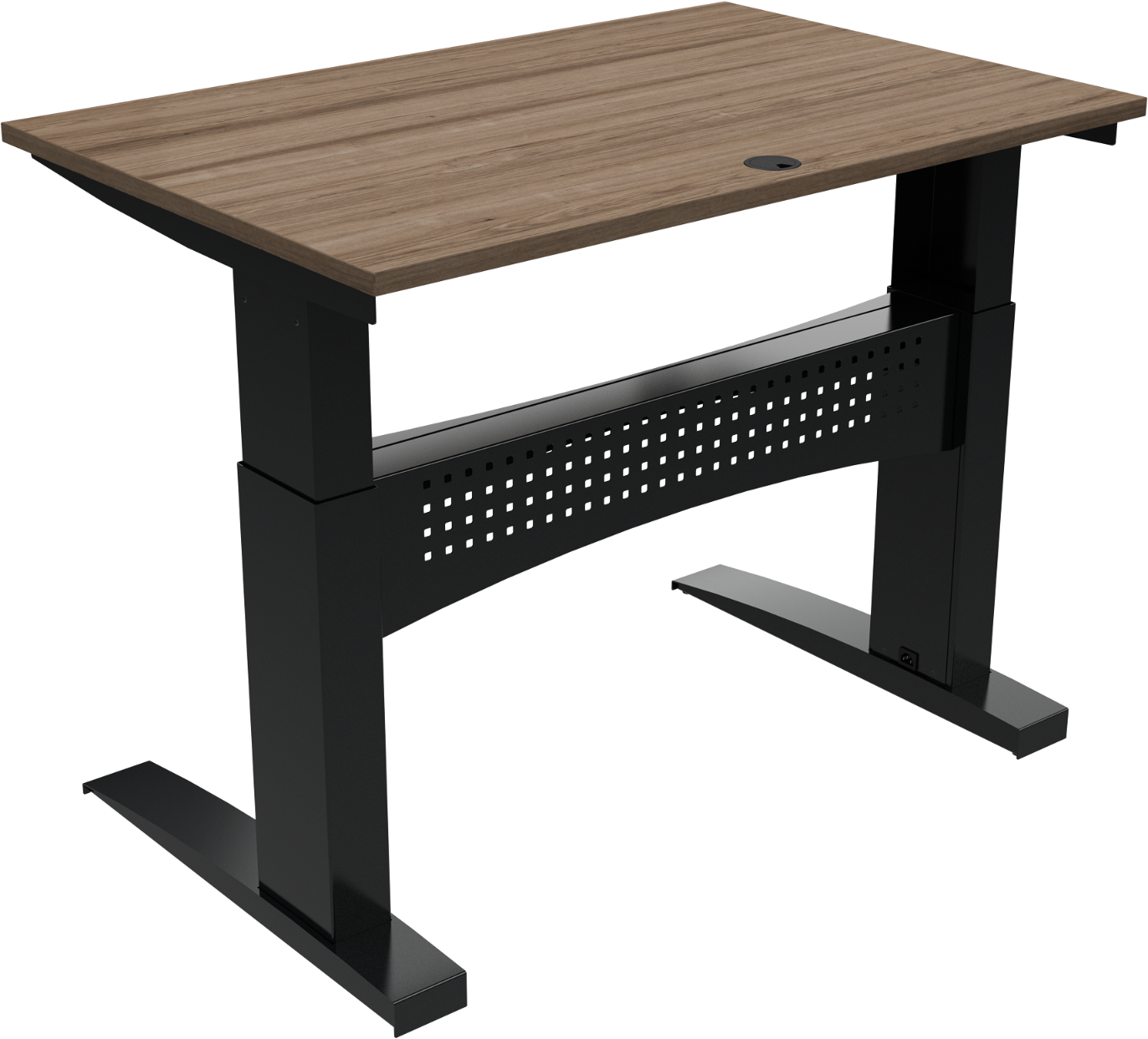 ZenNord FlexDesk to-bens hæve-/sænkebord i valnødmelamin mørk natur/sort 122x80x120 cm 150 kg kapacitet ergonomisk kabelføring