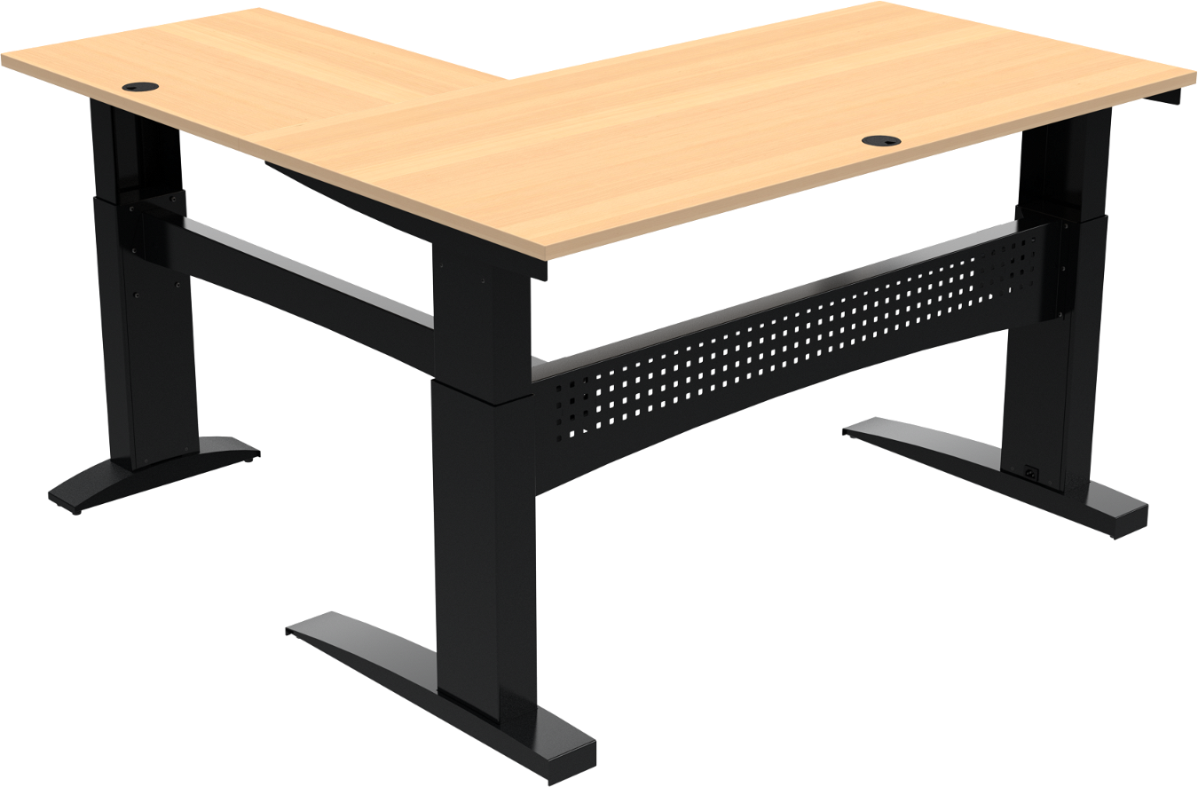 Tre-bens hæve-/sænkebord ZenNord FlexDesk 501-11 160x160 cm bøg/sort