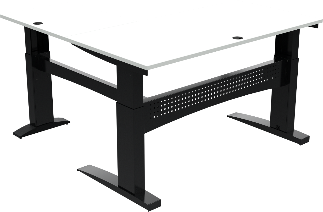 Tre-bens hæve-/sænkebord firkantet ZenNord FlexDesk 160x160 cm hvid/sort