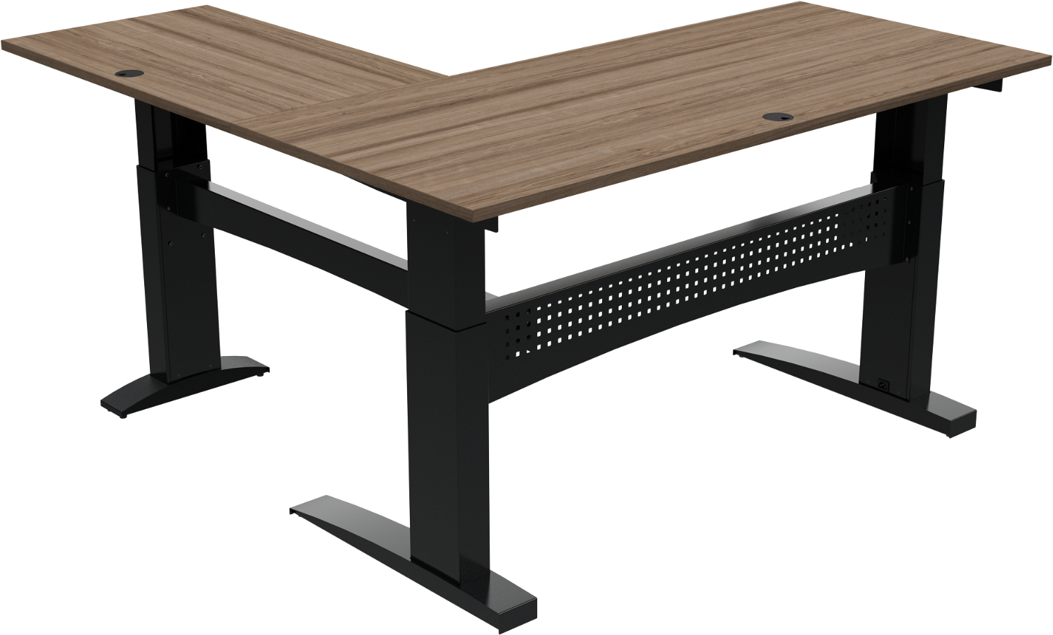 Tre-bens hæve-/sænkebord ZenNord FlexDesk firkantet valnød mørk natur/sort 65-122 cm højde arbejdsbord