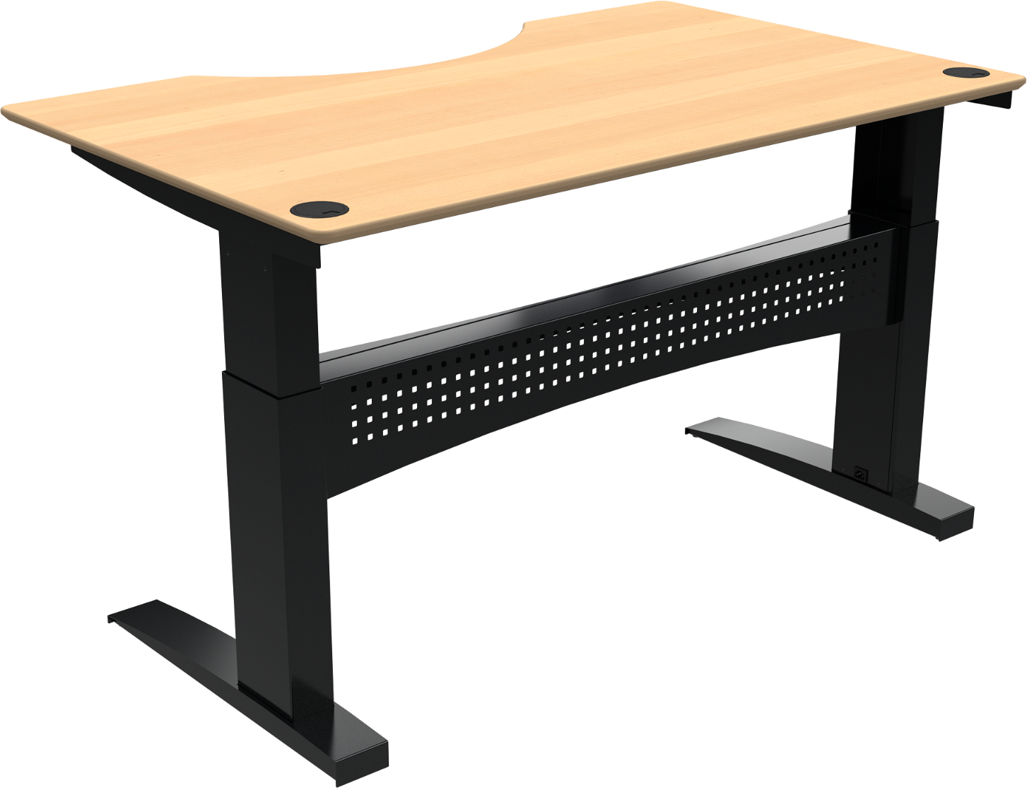 To-bens hæve-/sænkebord ZenNord FlexDesk centerudskæring bøg natur/sort 160x100 cm