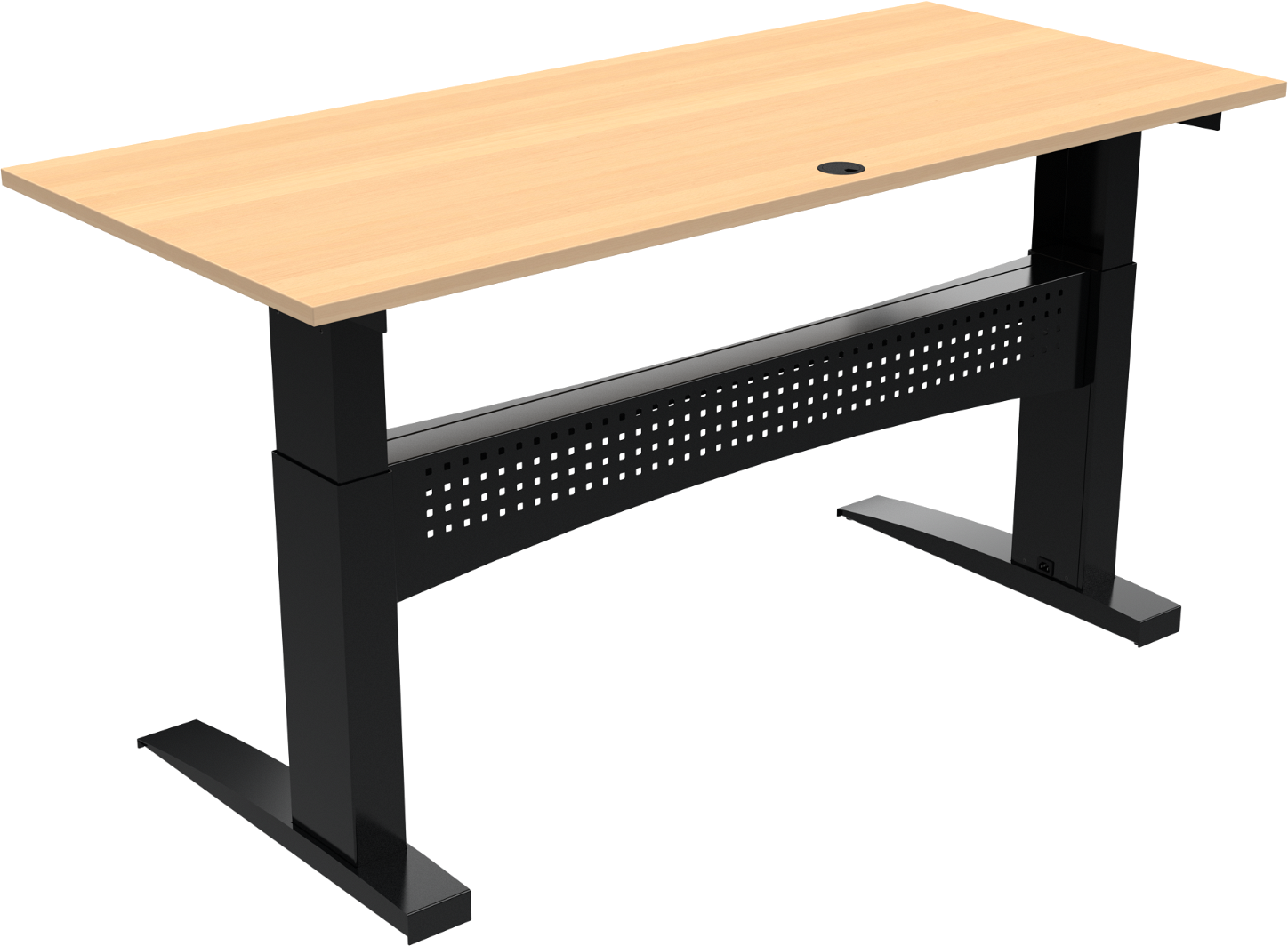 To-bens hæve-/sænkebord ZenNord FlexDesk sit-stand skrivebord 180x80 cm natur/sort bøg