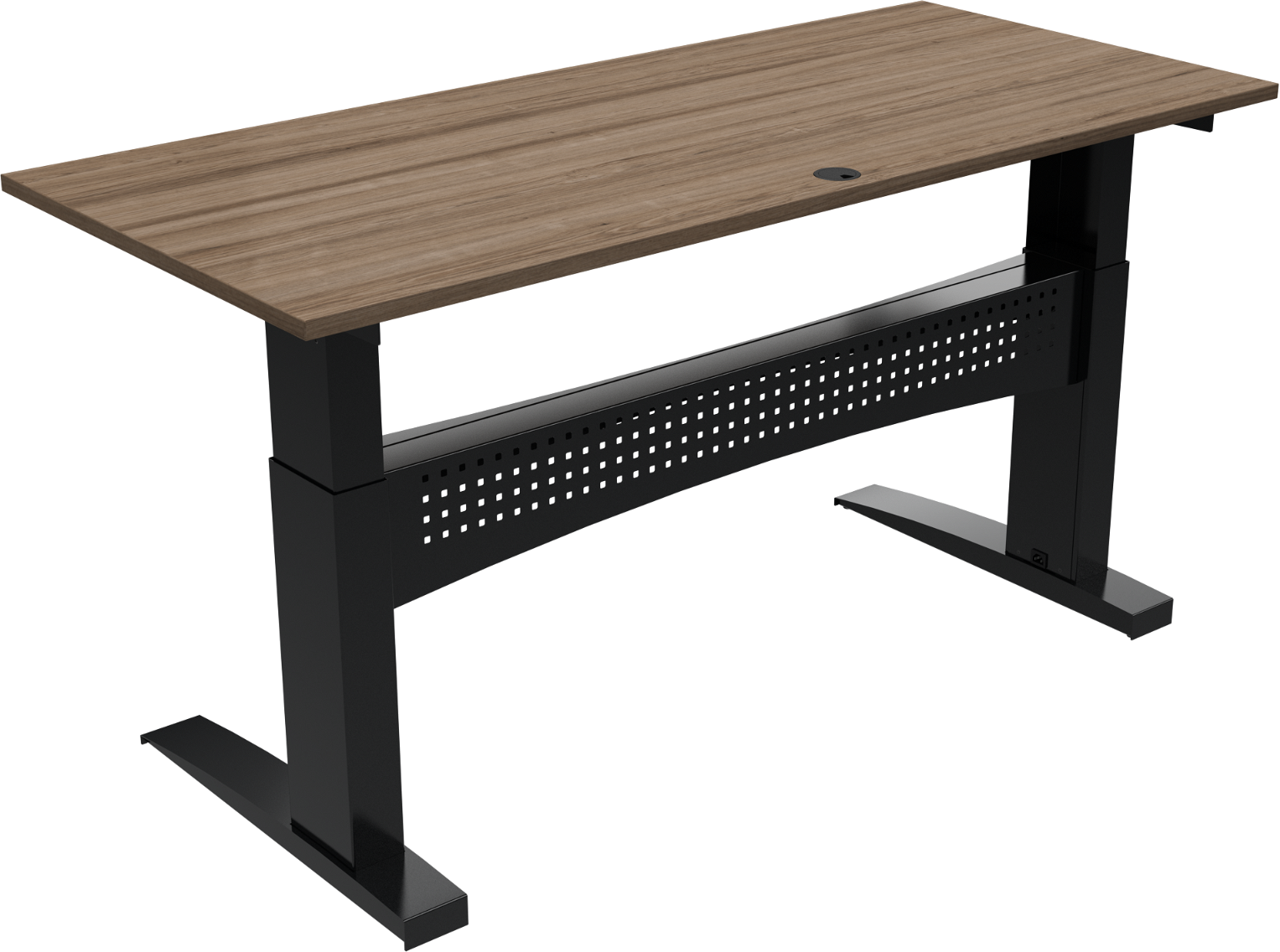 Hæve-/sænkebord skrivebord ZenNord FlexDesk to-bens 180x80 cm valnød melamin mørk natur/sort