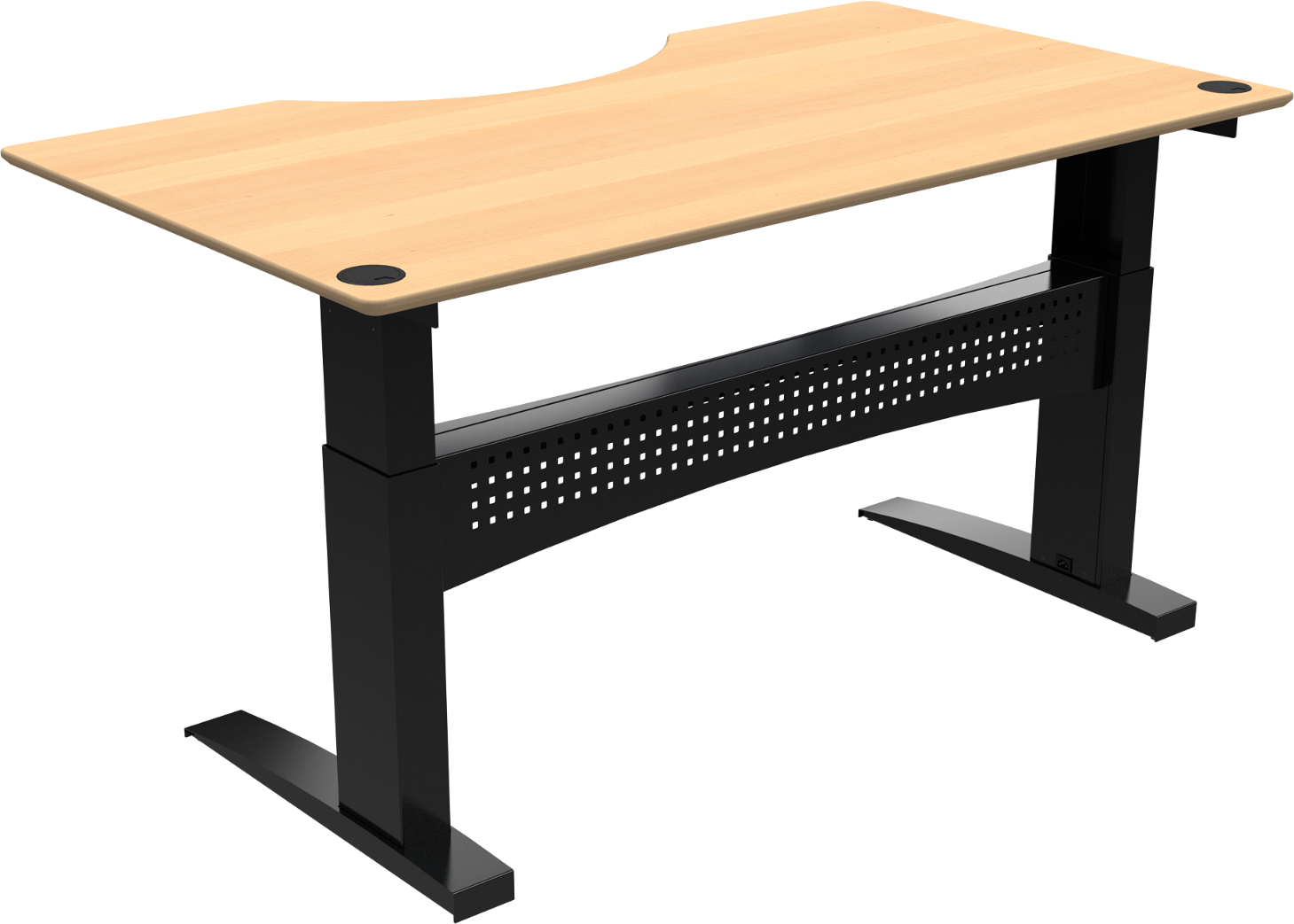 Elektrisk hæve-/sænkebord ZenNord FlexDesk to-bens med centerudskæring natur bøg/sort 180x100 cm