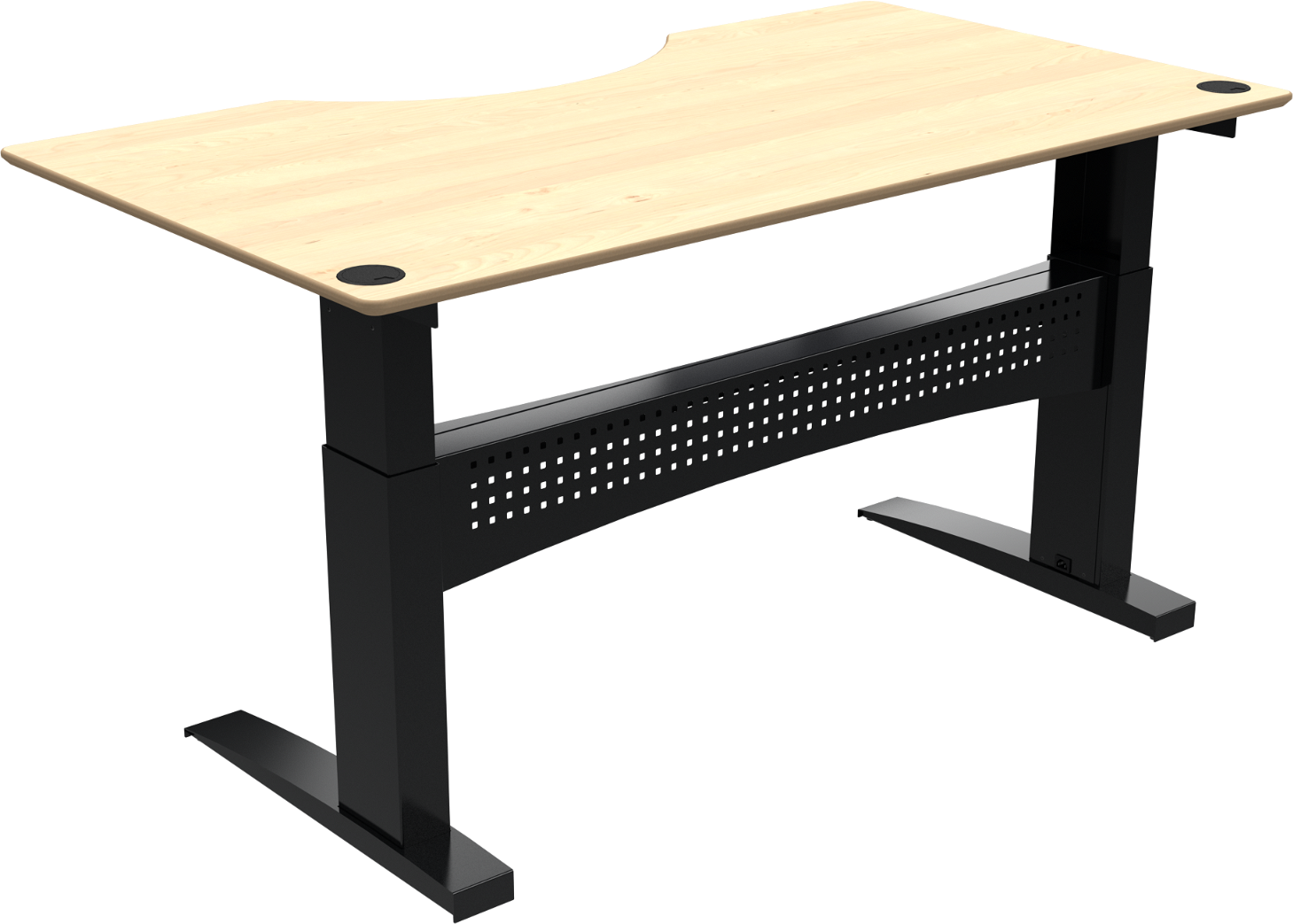 To-bens hæve-/sænkebord ZenNord FlexDesk med centerudskæring i ahorn Bosch motor H65-122 cm natur/sort