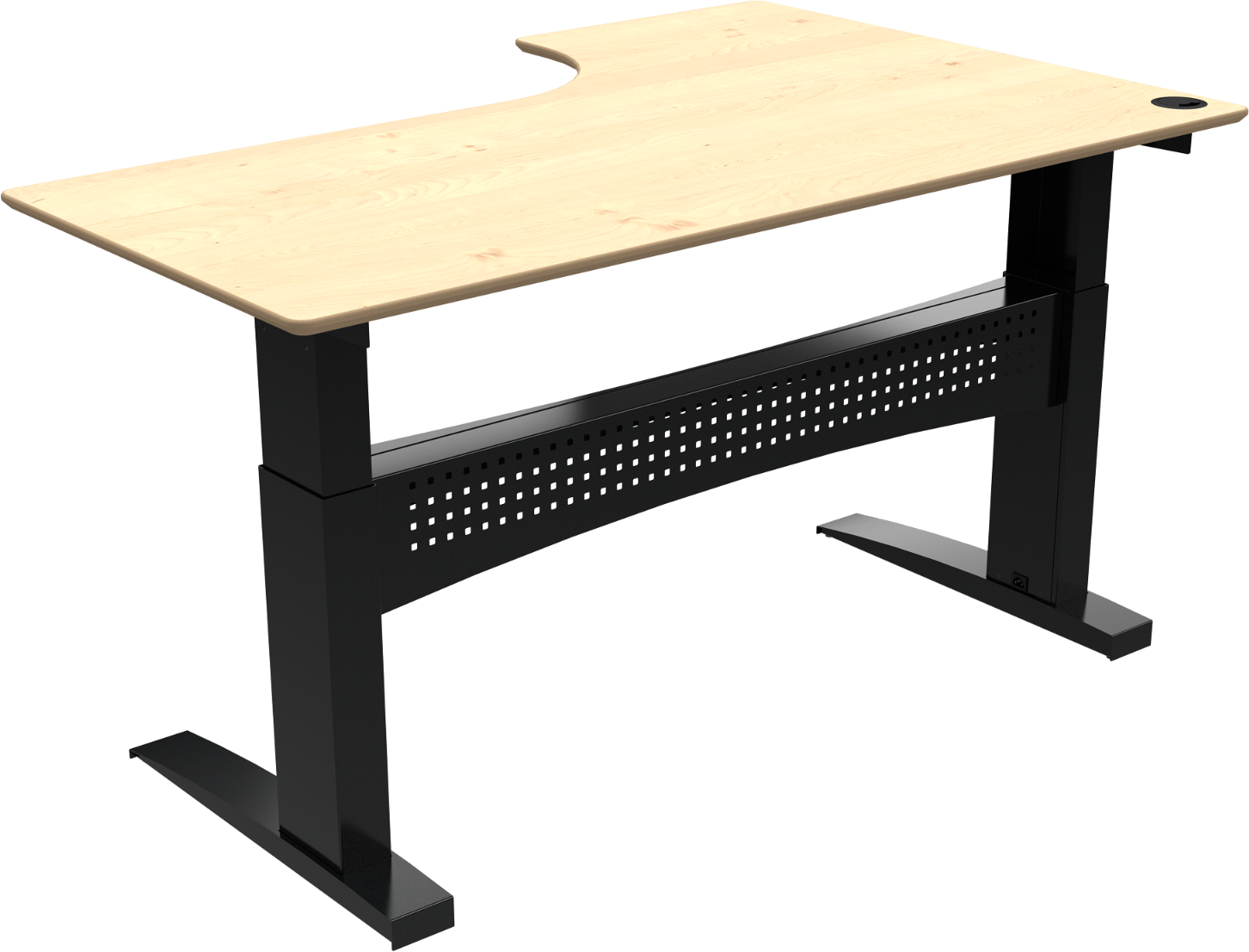 Hæve-/sænkebord ZenNord FlexDesk L-formet to-bens venstrevendt natur/sort 180x120 cm