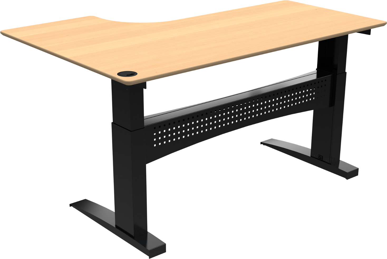 L-formet to-bens hæve-/sænkebord ZenNord FlexDesk natur/sort bøg 180x120 cm H65-122 cm