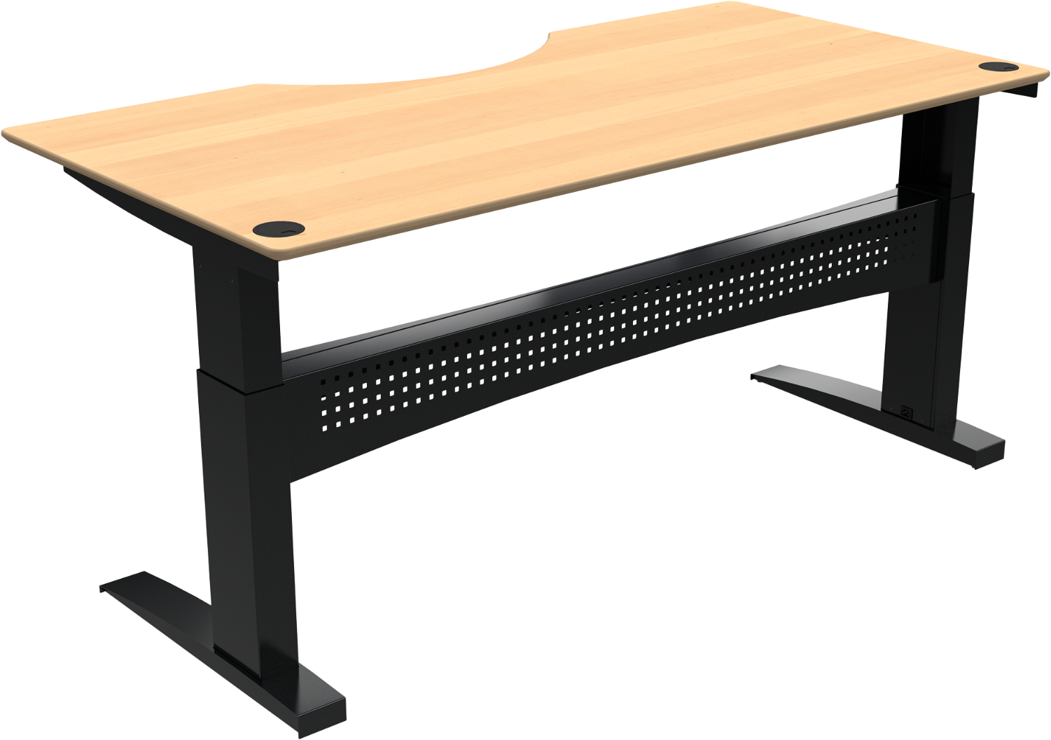 To-bens hæve-/sænkebord sit-stand bord ZenNord FlexDesk centerudskæring naturbøg/sort 200x100 cm H 65-122