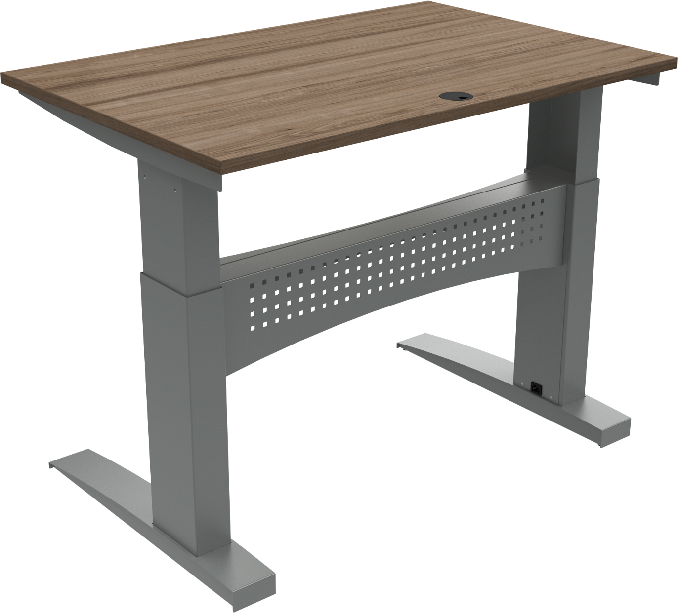 To-bens hæve-/sænkebord ZenNord FlexDesk valnød/sølv 80x120 cm H65-122 cm