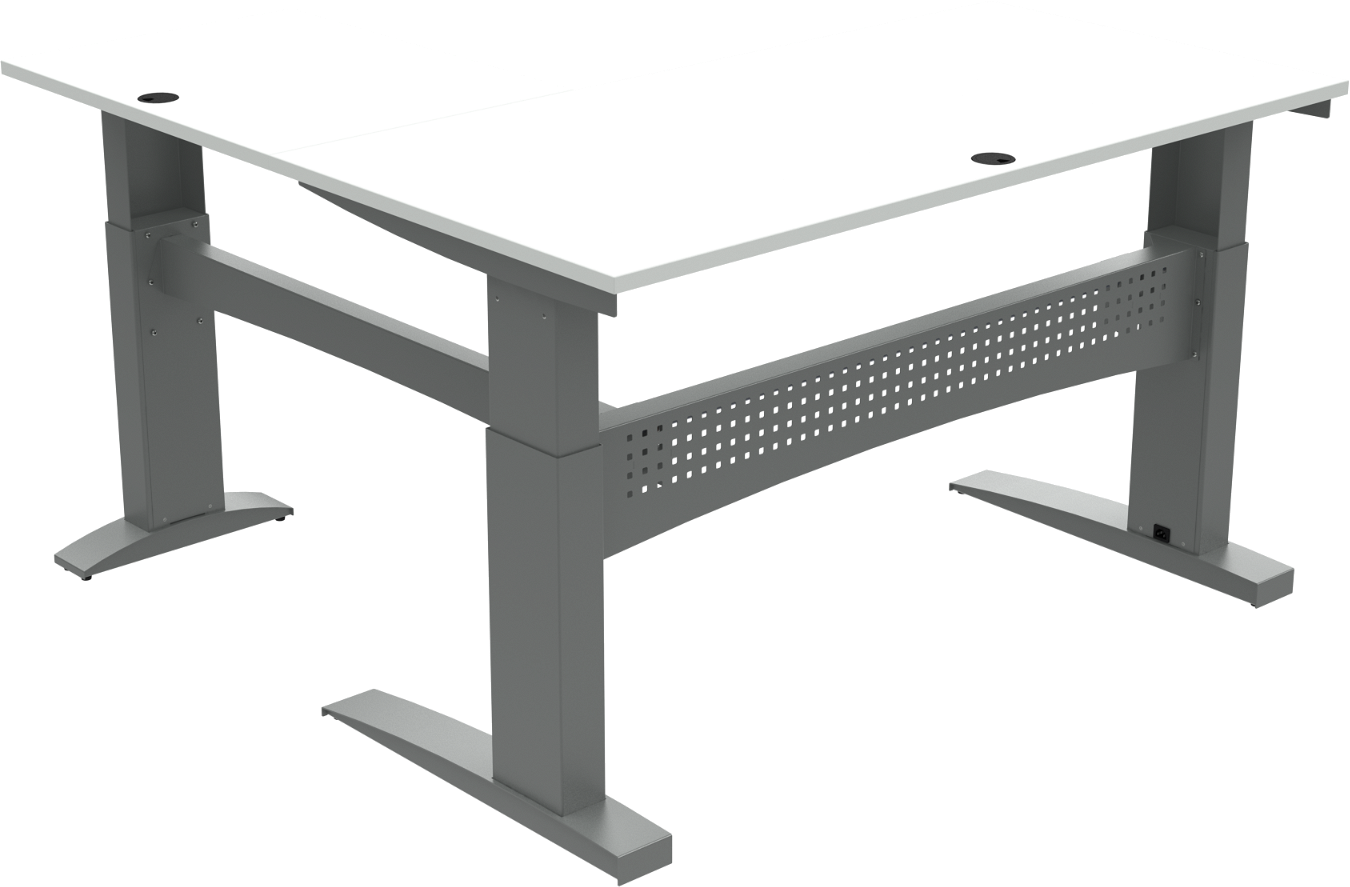 Tre-bens hæve-/sænkebord ZenNord FlexDesk H122xB160xL160 cm hvid/sølv