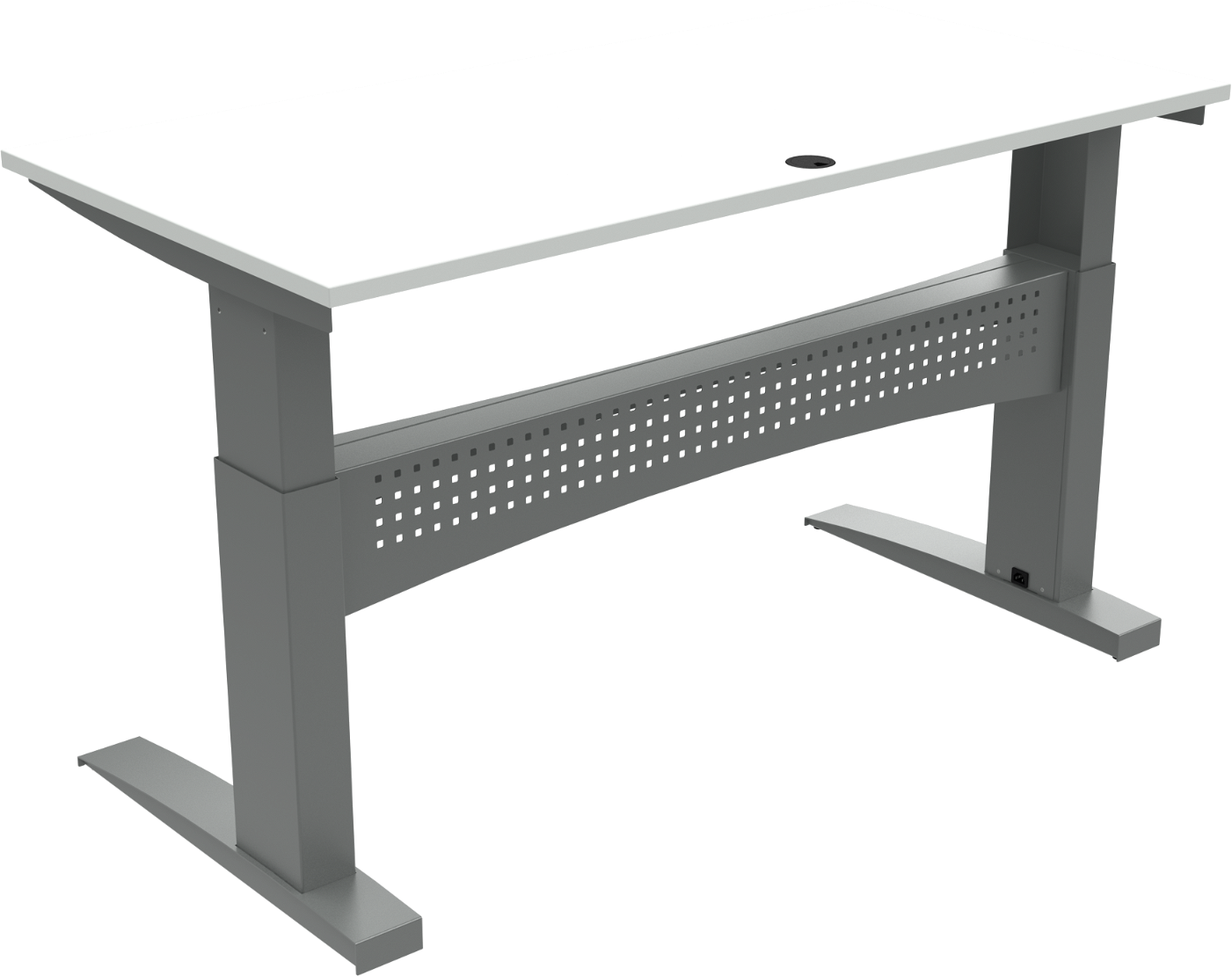 Hæve-/sænkebord to-bens ZenNord FlexDesk 160x80 cm H65-122 cm hvid/sølv