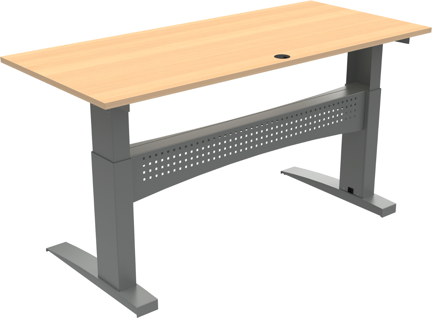 To-bens hæve-/sænkebord ZenNord FlexDesk 180x80x122 cm bøg/sølv ergonomisk skrivebord