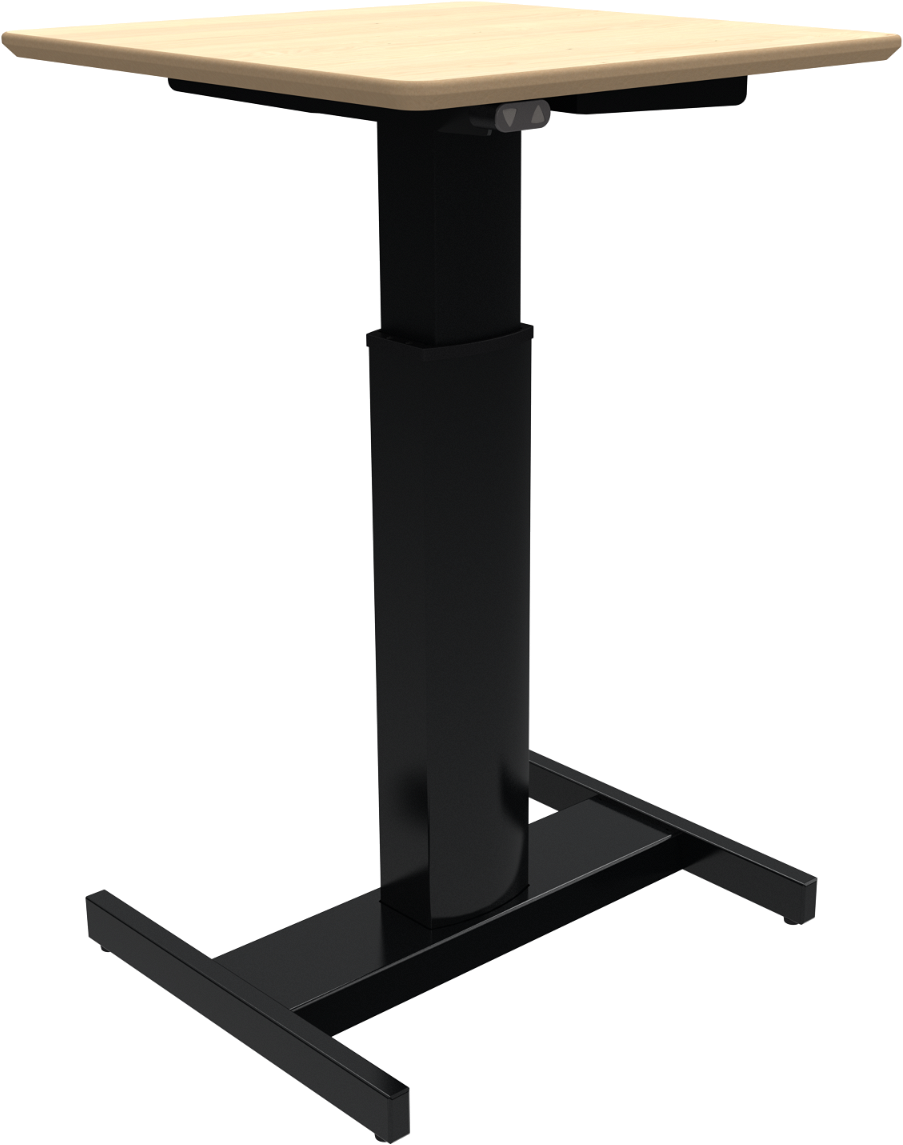 Enkeltben hæve-/sænkebord ZenNord FluidForm firkantet 60x60 cm ahorn natur/sort med hjul og integreret batteri
