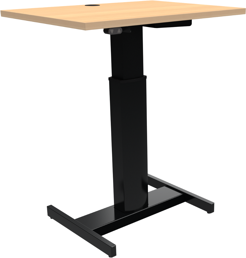 Enkeltben hæve-/sænkebord ZenNord FluidForm natur/sort 80x60cm justerbar 68-120cm