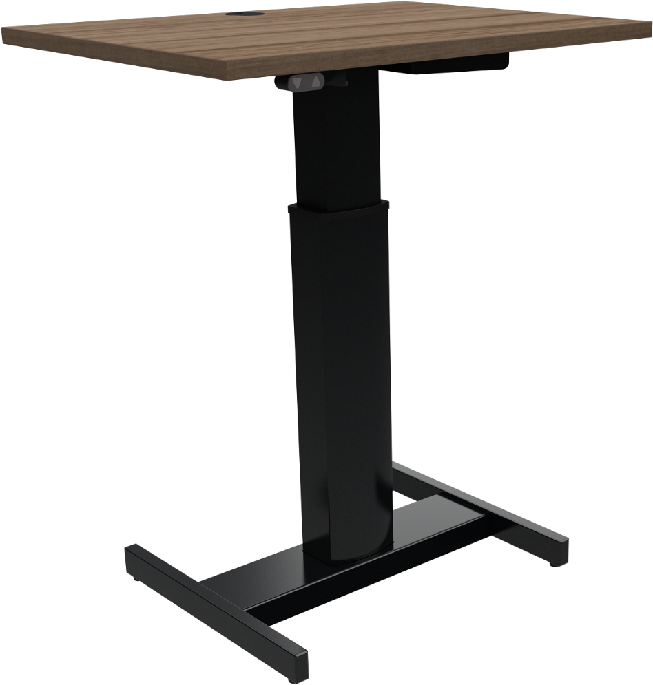Enkeltben hæve-/sænkebord ZenNord FluidForm højdejusterbart valnød/sort med hjul og batteri 80x60 cm