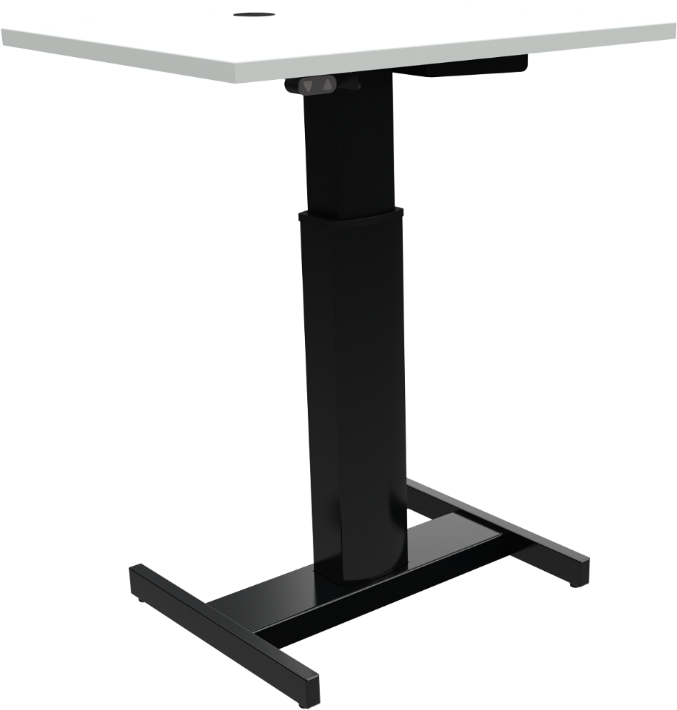 Enkeltben hæve-/sænkebord ZenNord FluidForm højdejusterbart 68-120 cm 80Ã60 cm hvid/sort med hjul og batteridrift
