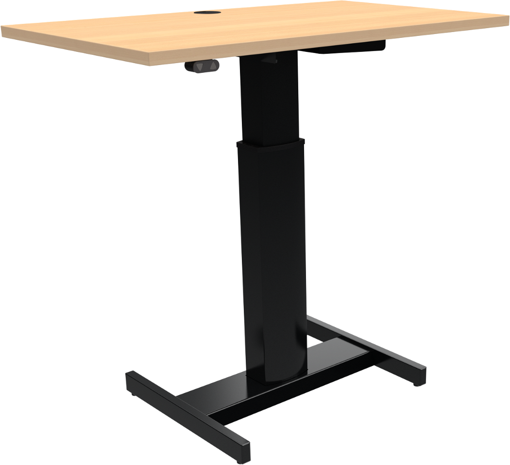 Enkeltbenet hæve-/sænkebord ZenNord FluidForm 68-120 cm 100x60 cm natur/sort med hjul og batteridrift