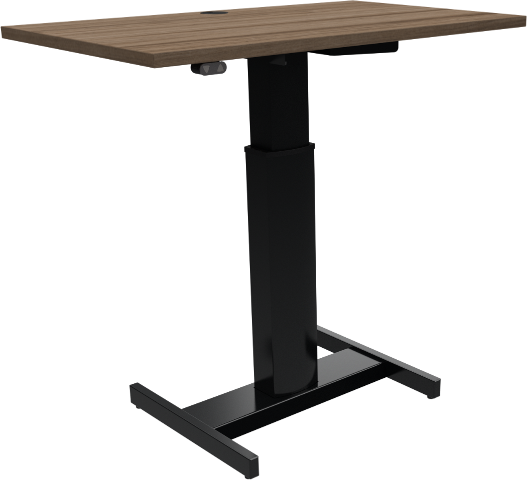 Enkeltben hæve-/sænkebord ZenNord FluidForm firkantet 68-120 cm m. hjul valnød/sort