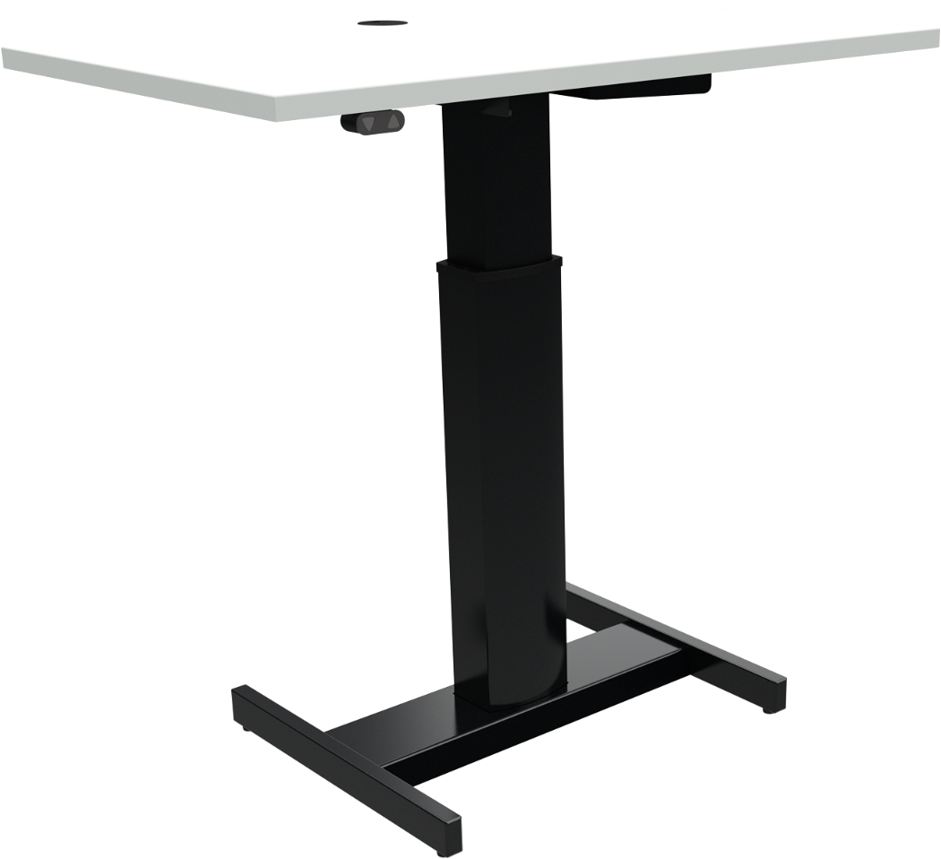 Enkeltben hæve-/sænkebord ZenNord FluidForm  -  hvid/sort 100x60 cm  -  højde 68-120 cm  -  hjul & batteri
