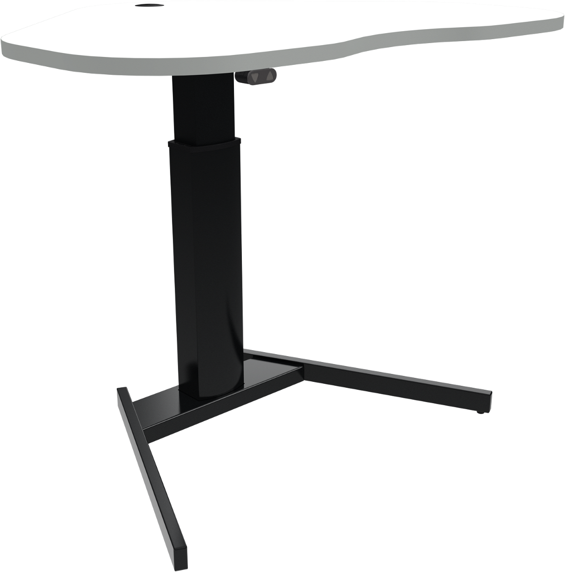 Enkeltben hæve-/sænkebord hjerteformet ZenNord OptiHeight  -  hvid/sort skrivebord, højdejusterbart 68-120 cm