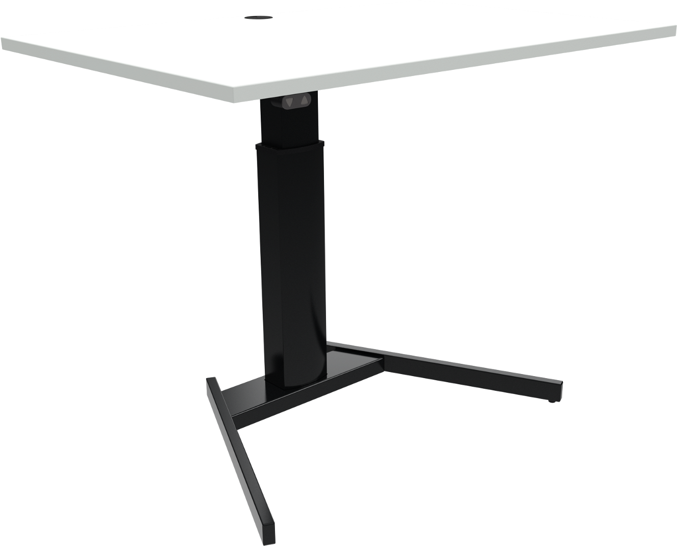 Hæve-/sænkebord ZenNord OptiHeight enkeltben skrivebord firkantet 120Ã80 cm hvid/sort